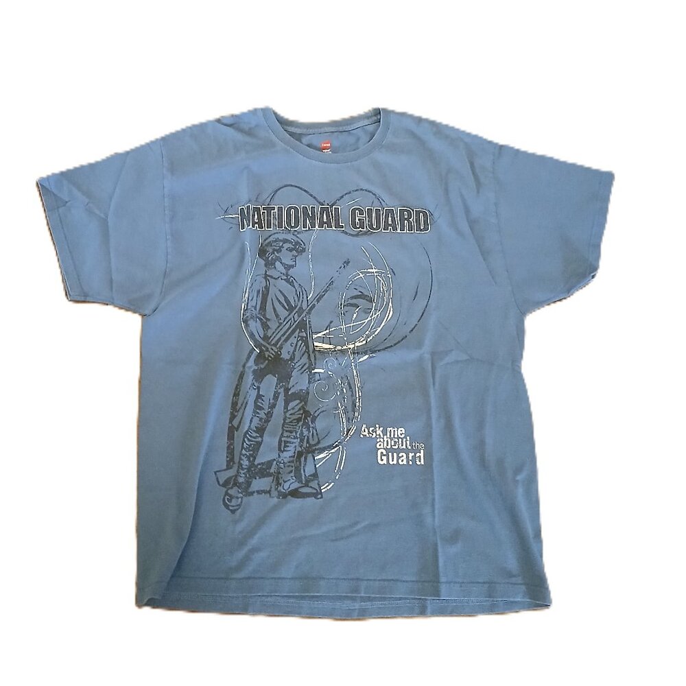 National Guard T-Shirt Men’s XL Blue Hanes Graphic Tee